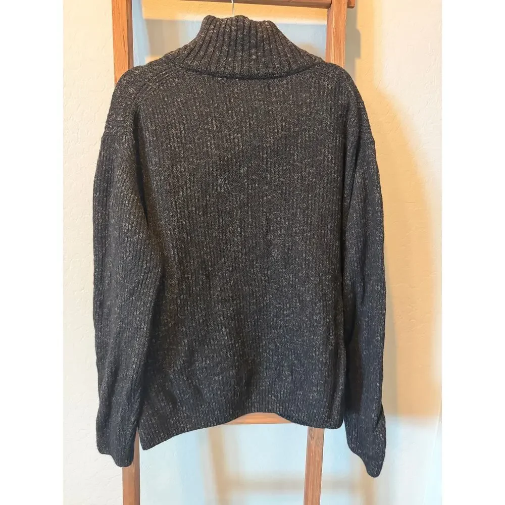 Banana Republic XL Charcoal Ribbed Popover Sweater Italian Yarn
